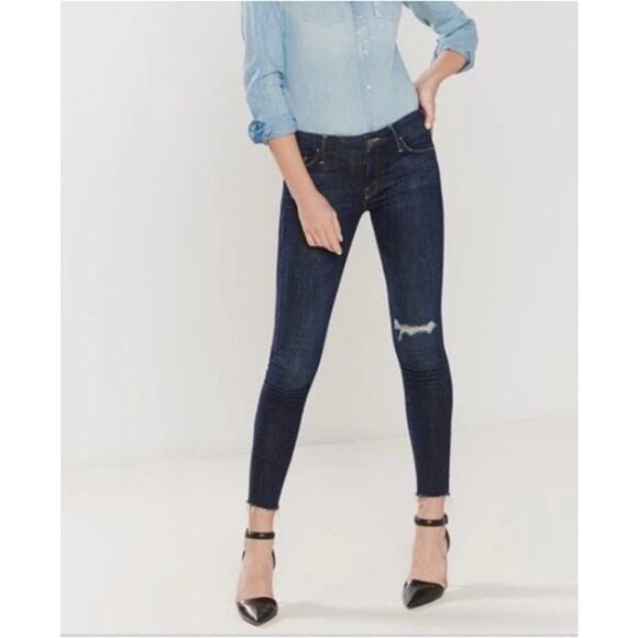 Mother Jeans The Looker Ankle Fray Partner in Crime Wash Dark Distressed 29 - Picture 1 of 8
